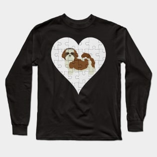 Shih Tzu Heart Jigsaw Pieces Design - Gift for Shih Tzu Lovers Long Sleeve T-Shirt